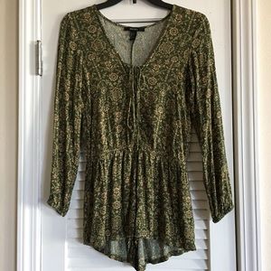For Ever 21 Long Sleeve Floral Romper -SZ S